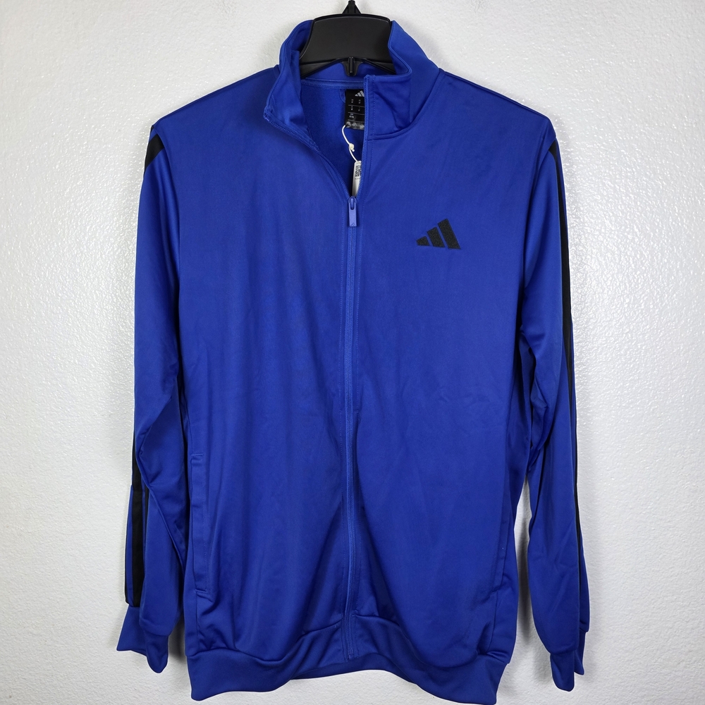adidas Men's Multi Sport Track Jacket Royal Blue Full-Zip Sports Knit Size LT‎